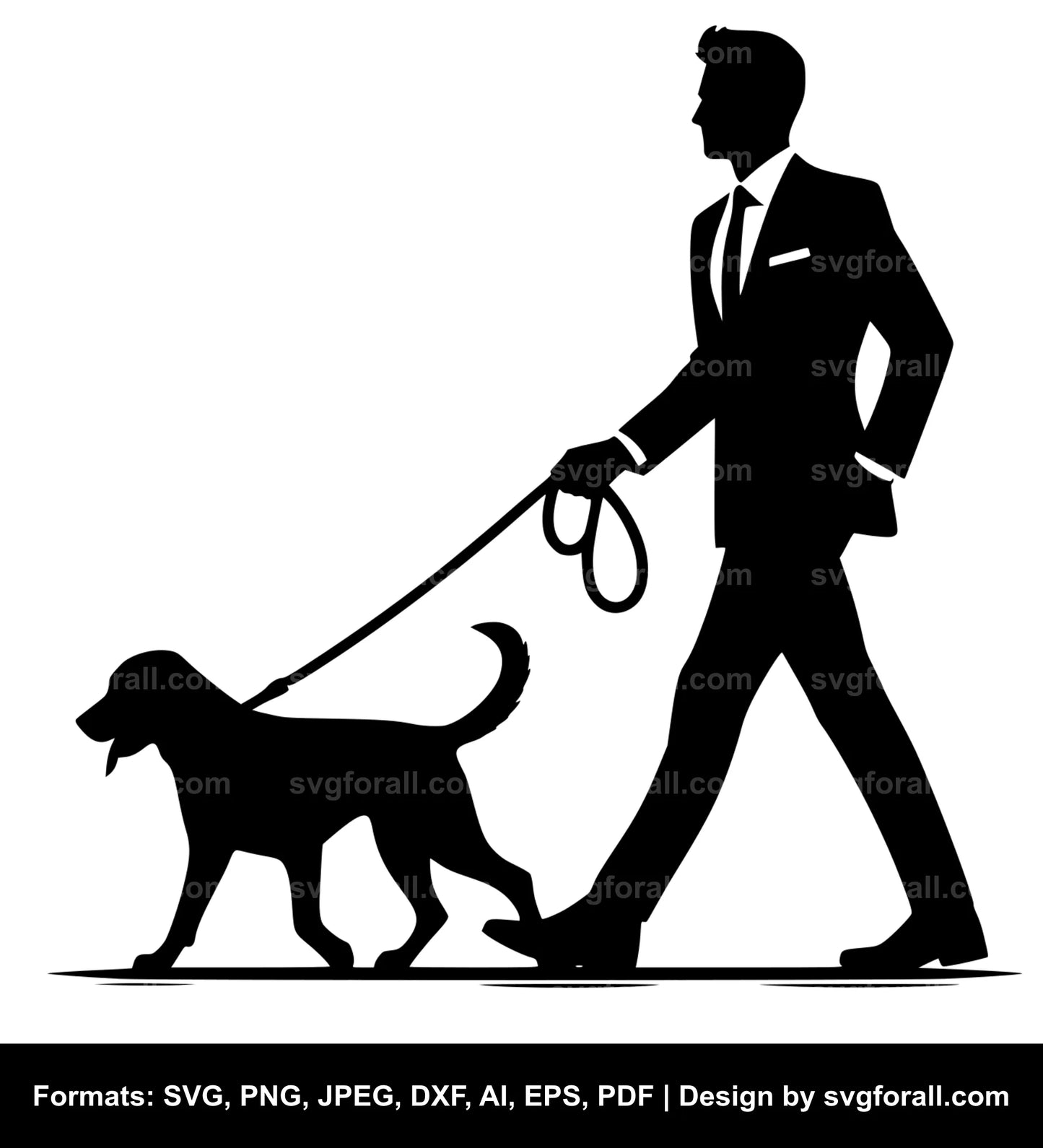 Man Walking Dog Vector SVG