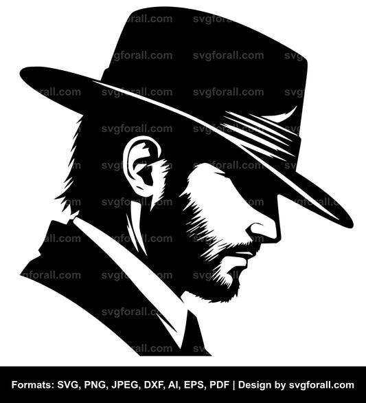 Man Wearing Hat Black SVG