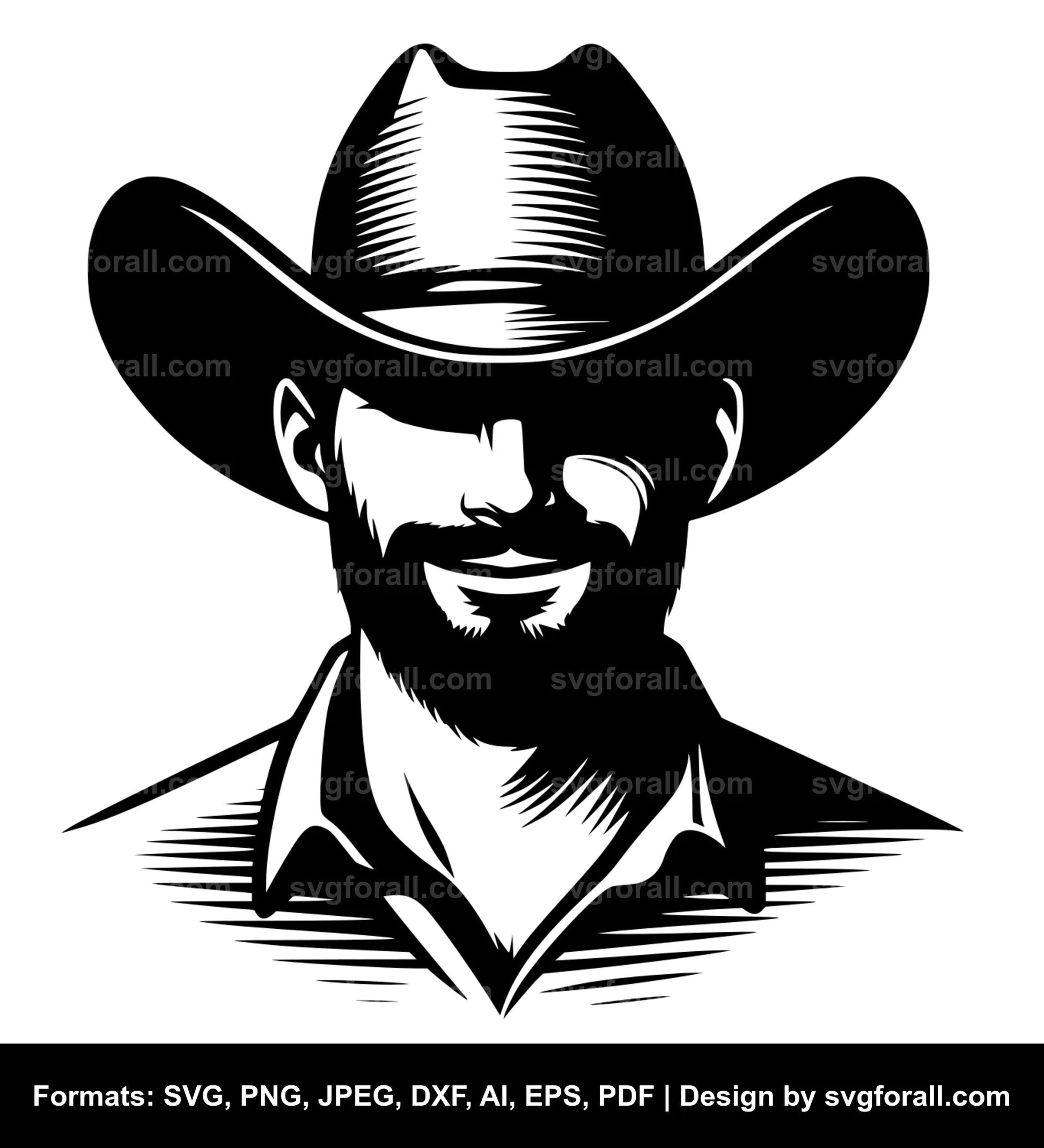 Man With Cowboy Hat Clipart SVG