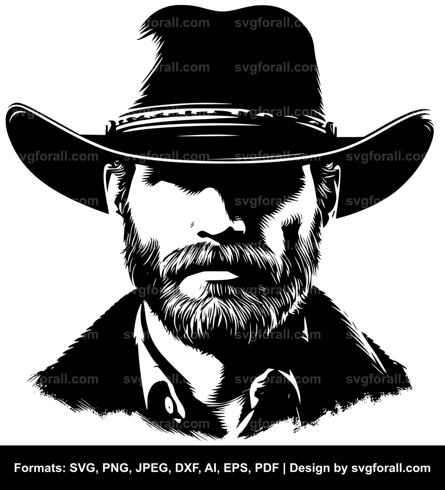 Man With Cowboy Hat SVG Clip Art