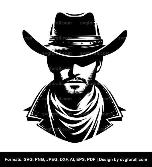 Man With Cowboy Hat SVG Clipart