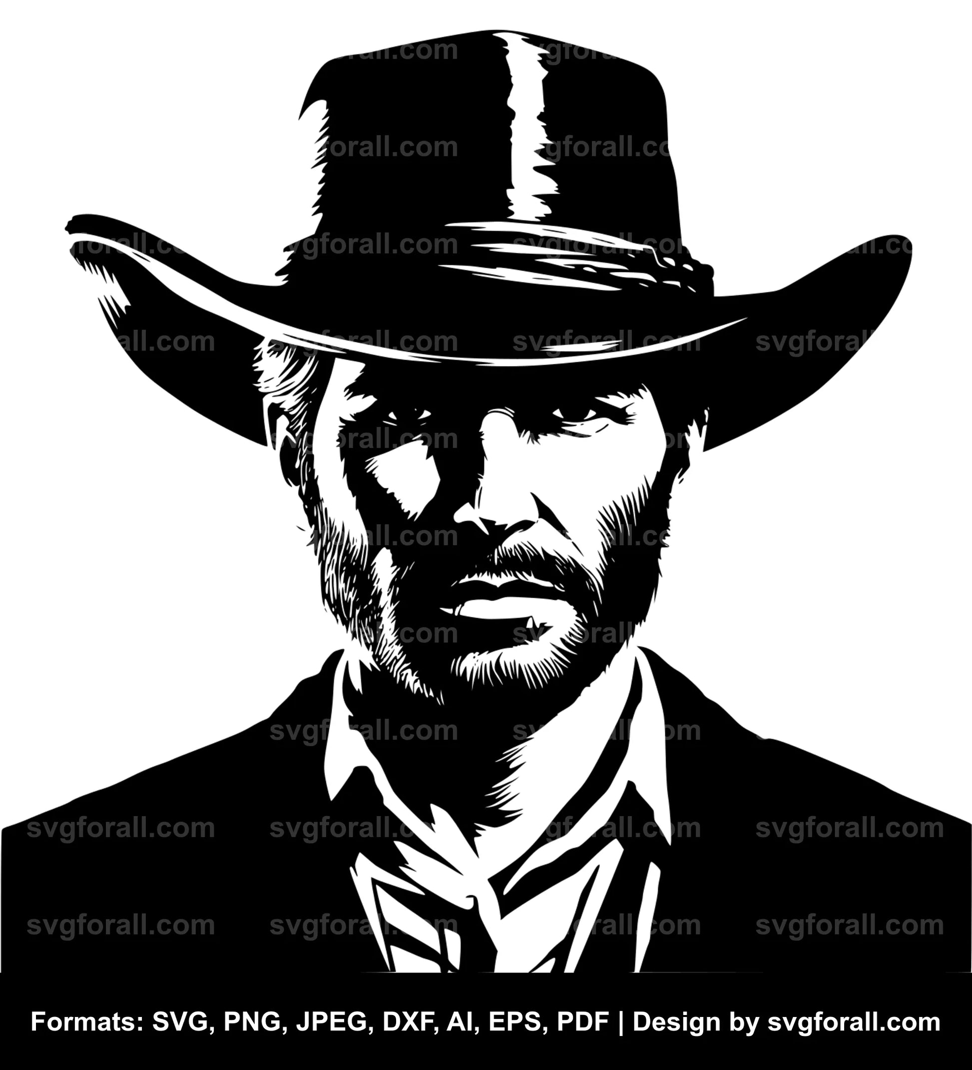 Man With Cowboy Hat SVG Design