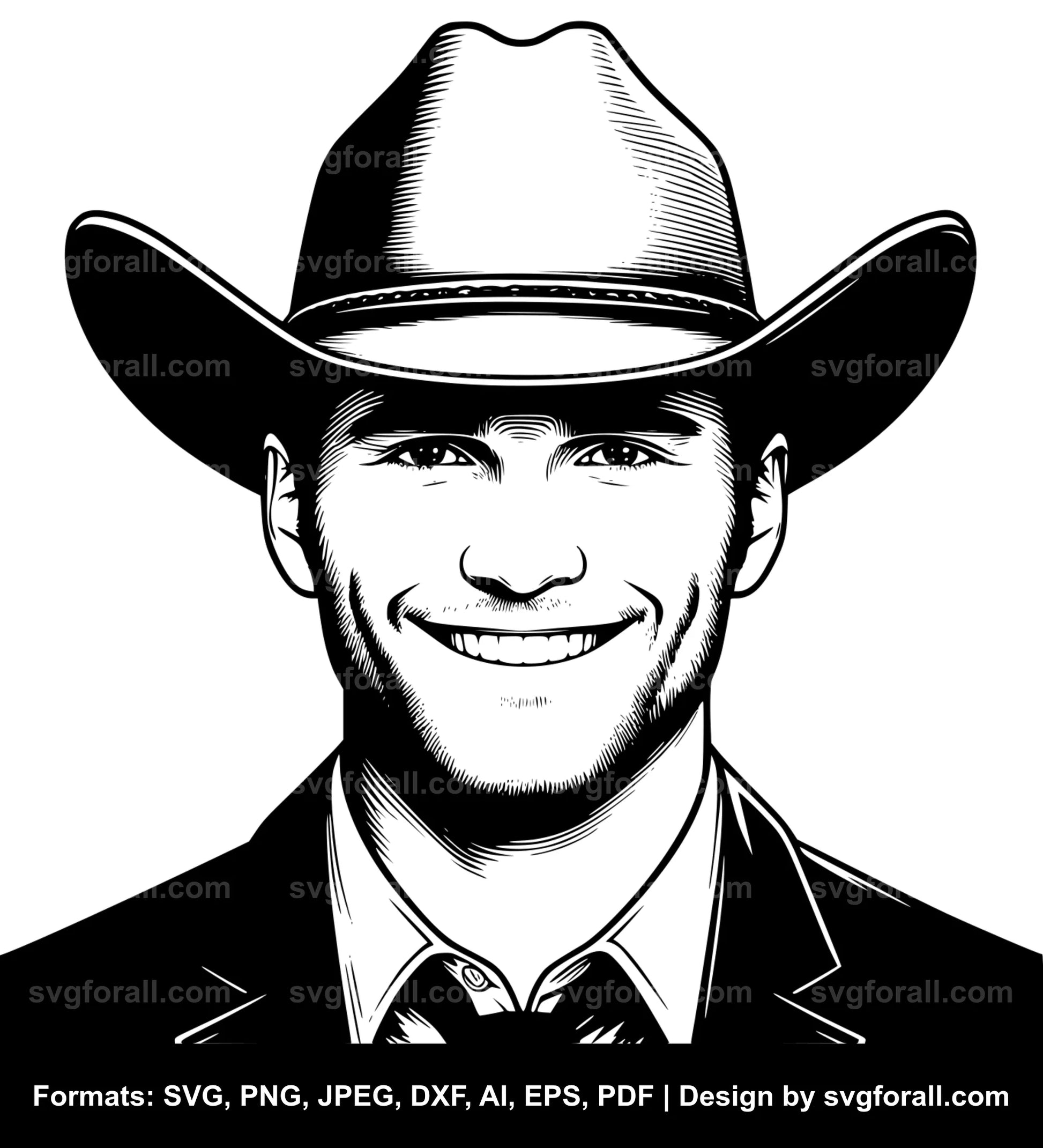 Man With Cowboy Hat SVG Download