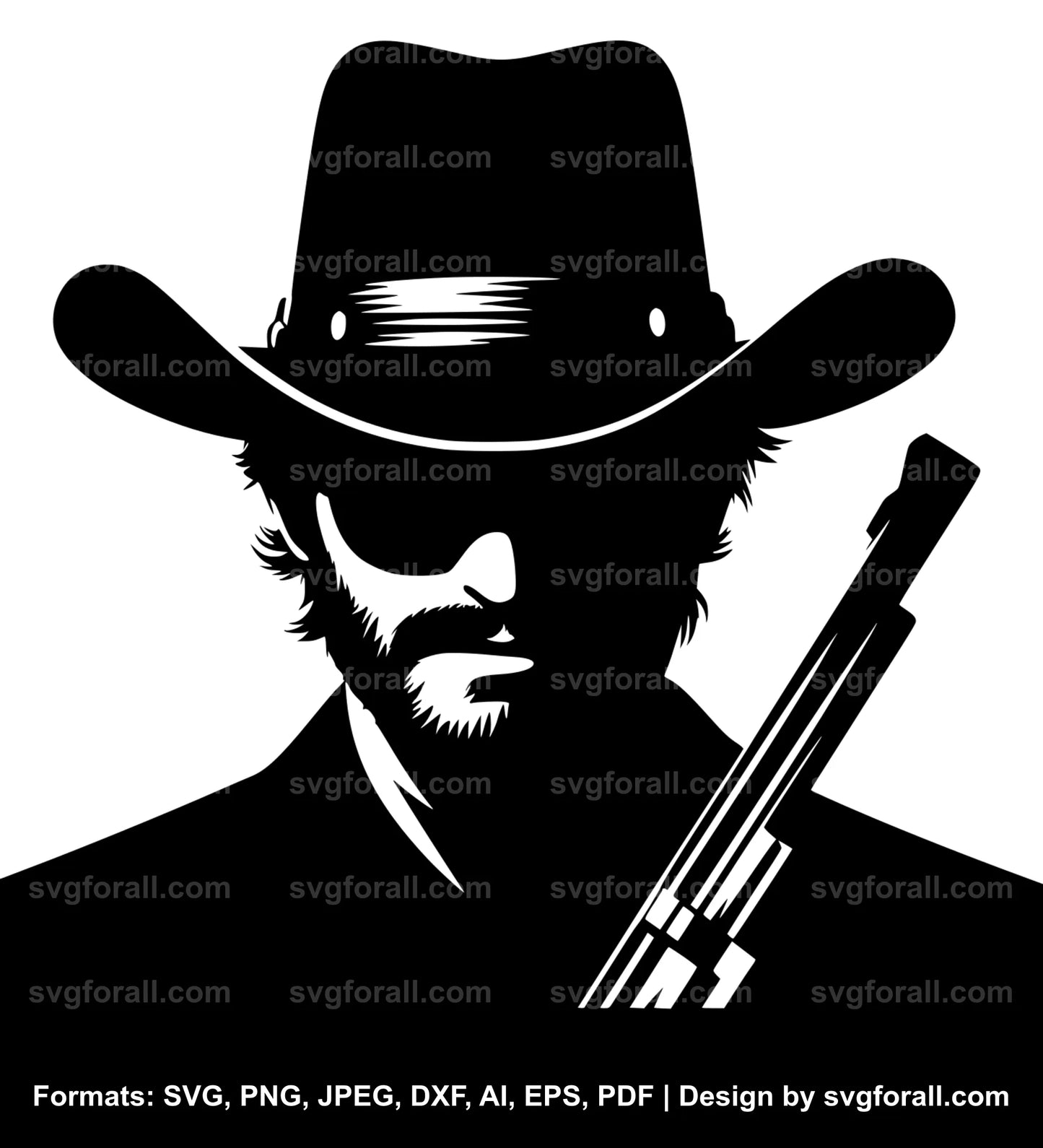 Man With Cowboy Hat SVG PNG Image