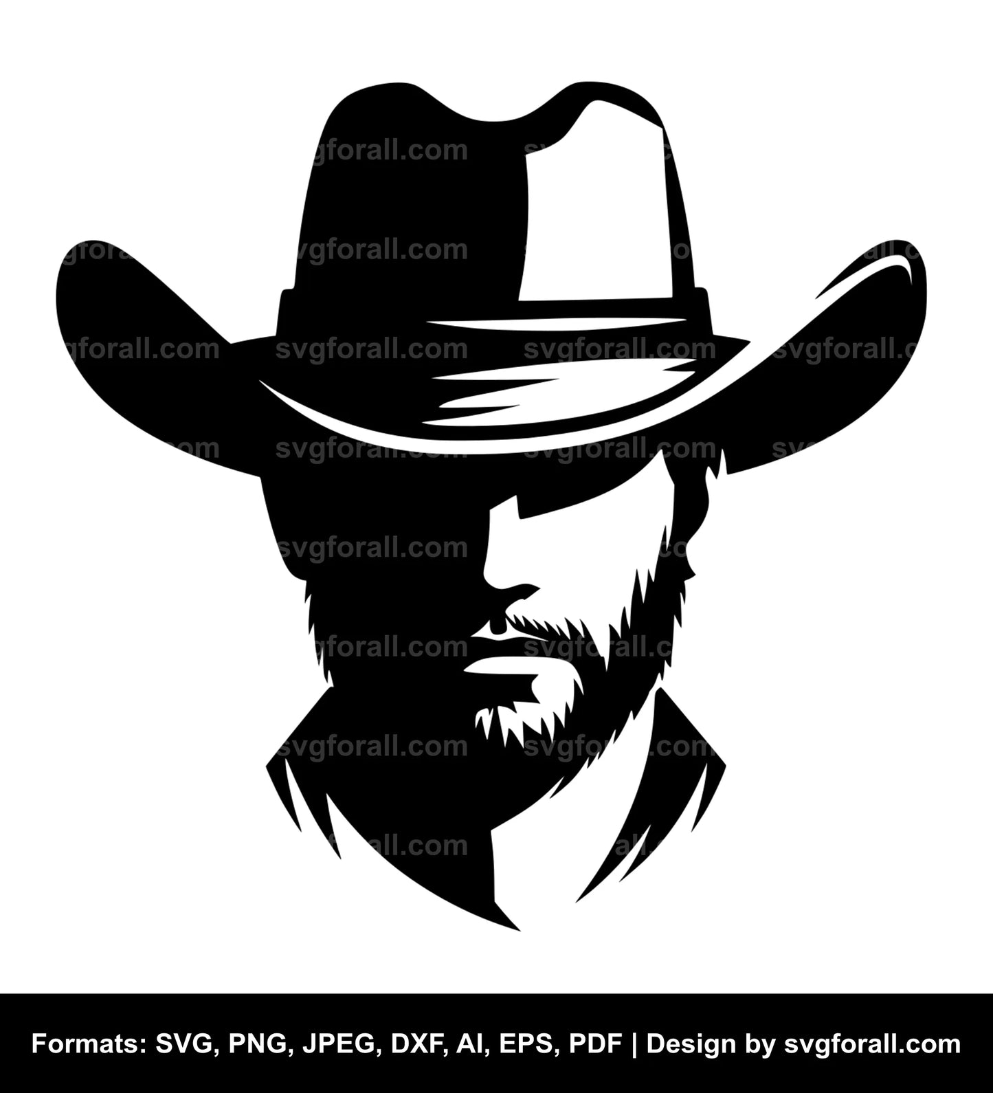 Man With Cowboy Hat SVG Vector