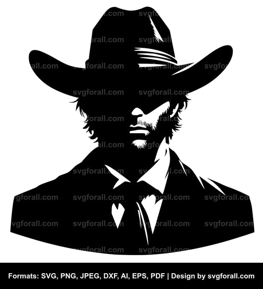 Man With Cowboy Hat Vector SVG