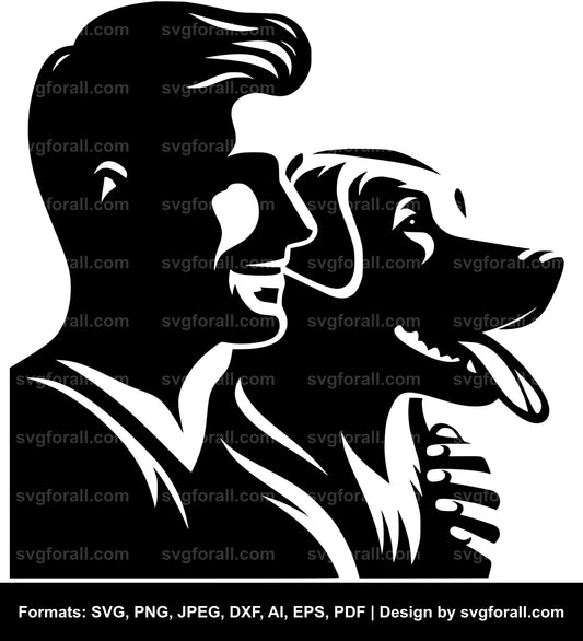 Man With Dog Black SVG