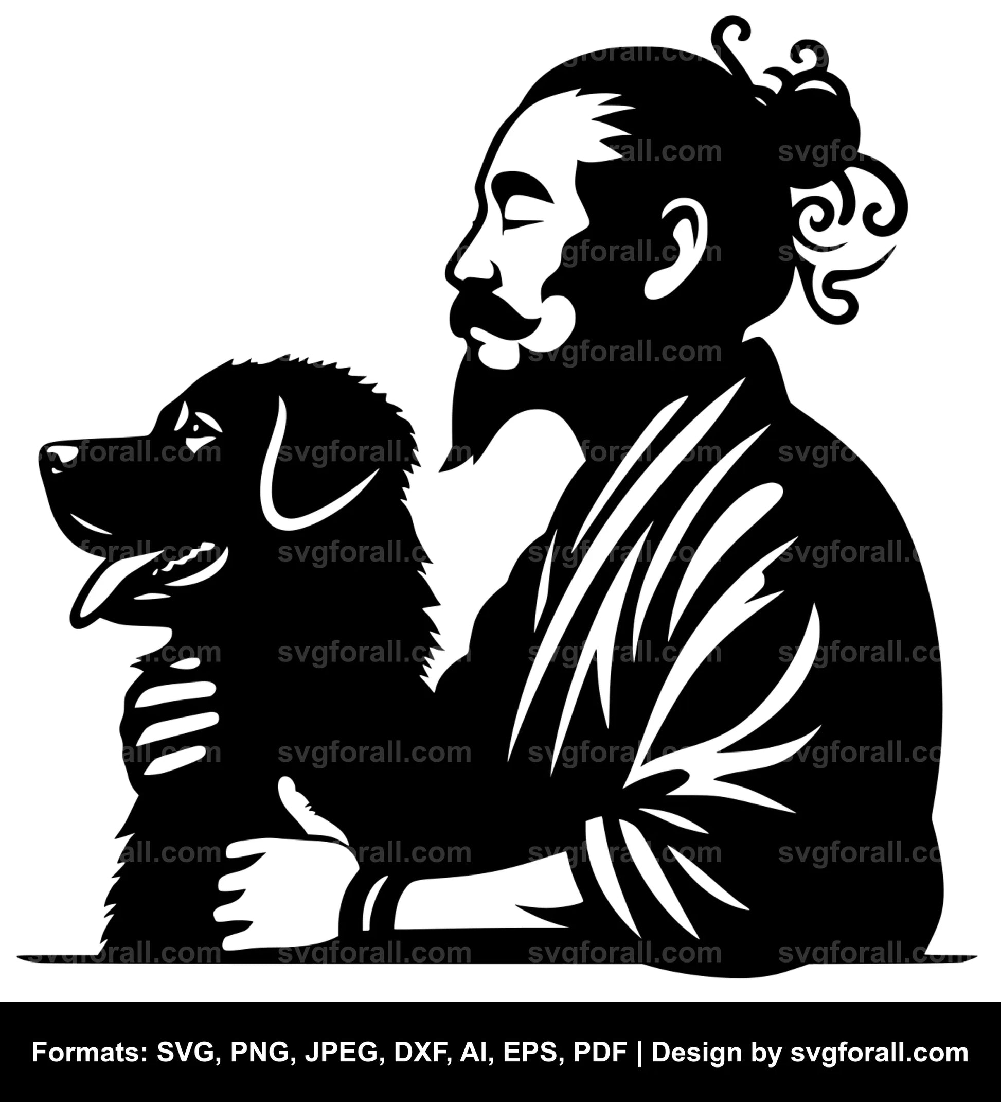 Man With Dog SVG Vector