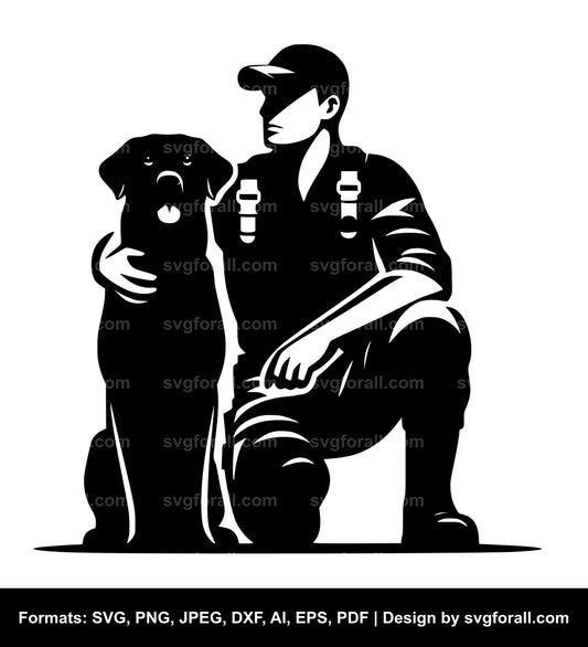 Man With Dog Vector SVG