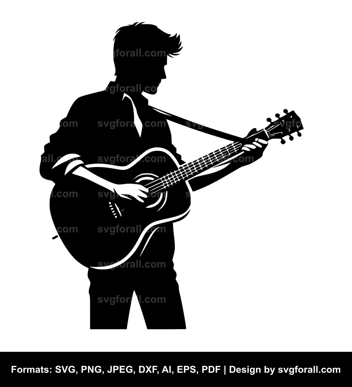 Man With Guitar Black SVG