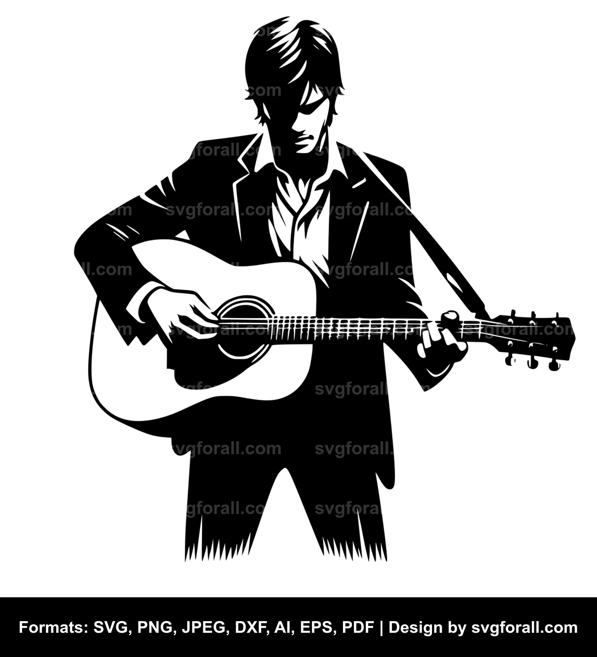 Man With Guitar SVG Vector