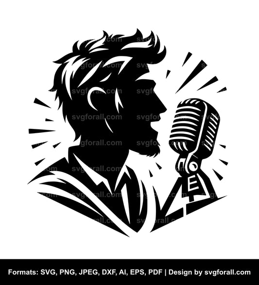 Man With Mic Black SVG