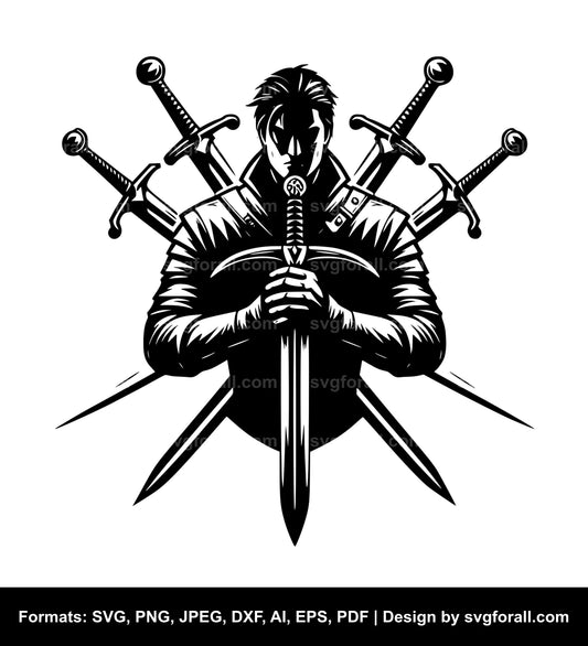 Man With Sword Black SVG