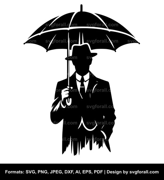 Man With Umbrella SVG File