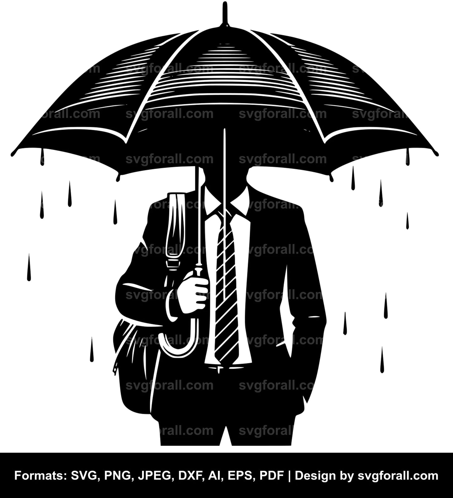 Man With Umbrella SVG PNG