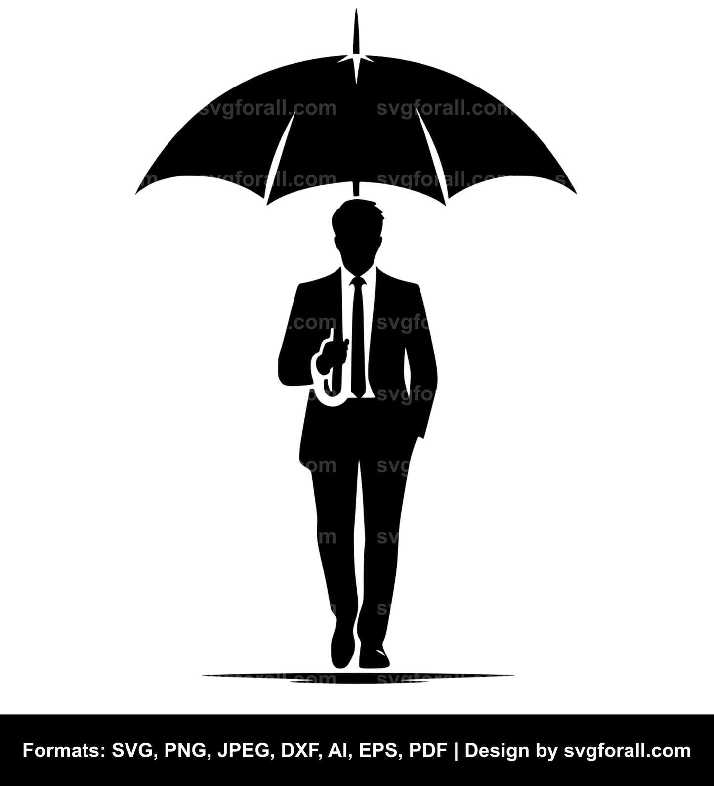 Man With Umbrella SVG Vector