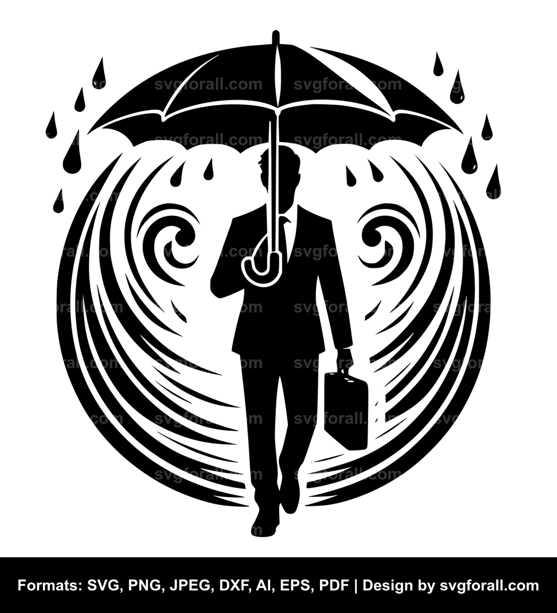 Man With Umbrella Vector SVG