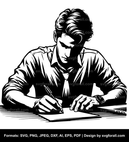 Man Writing Clipart SVG