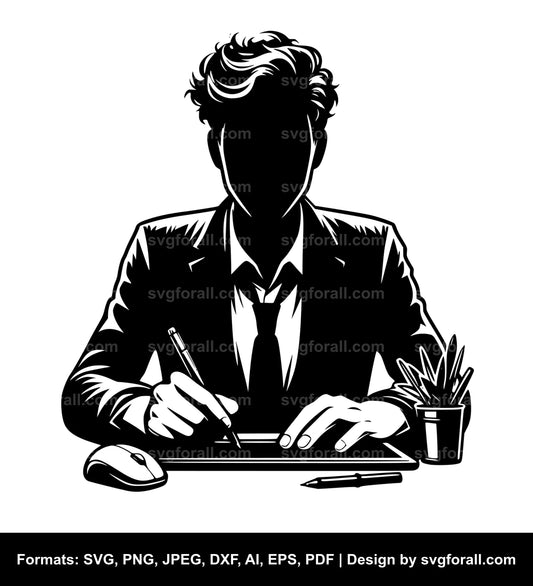 Man Writing SVG Clipart