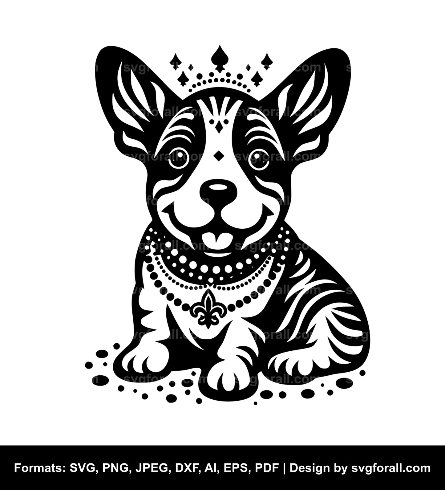 Mardi Gras Dog Black SVG