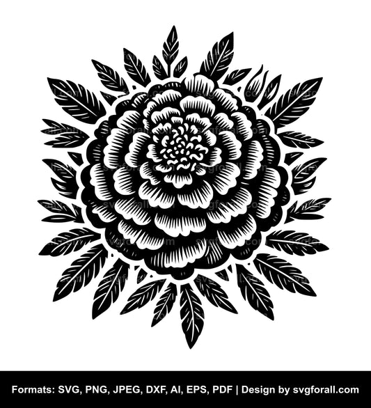 Marigold Flower Black SVG