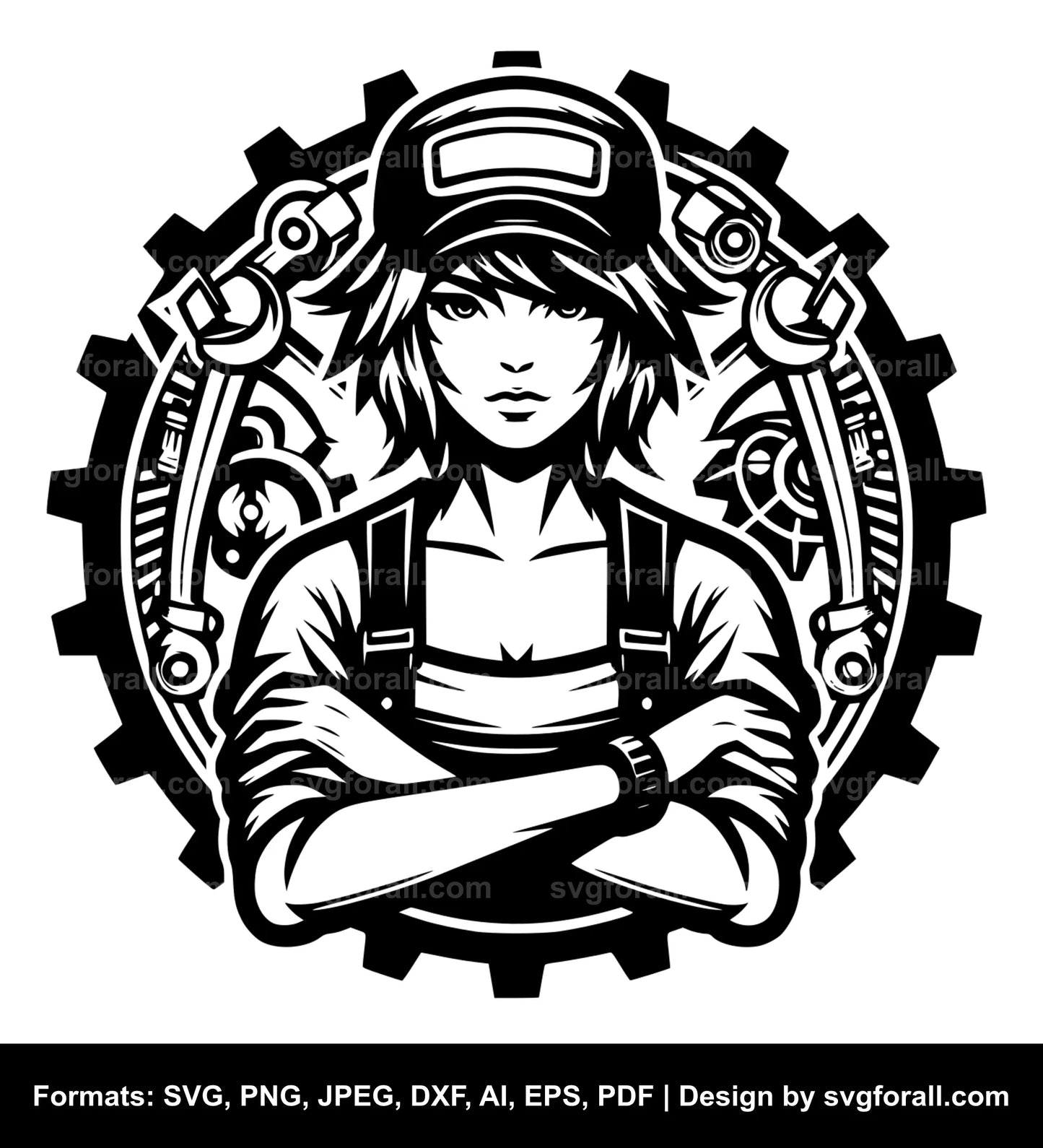 Mechanic Girl Black SVG