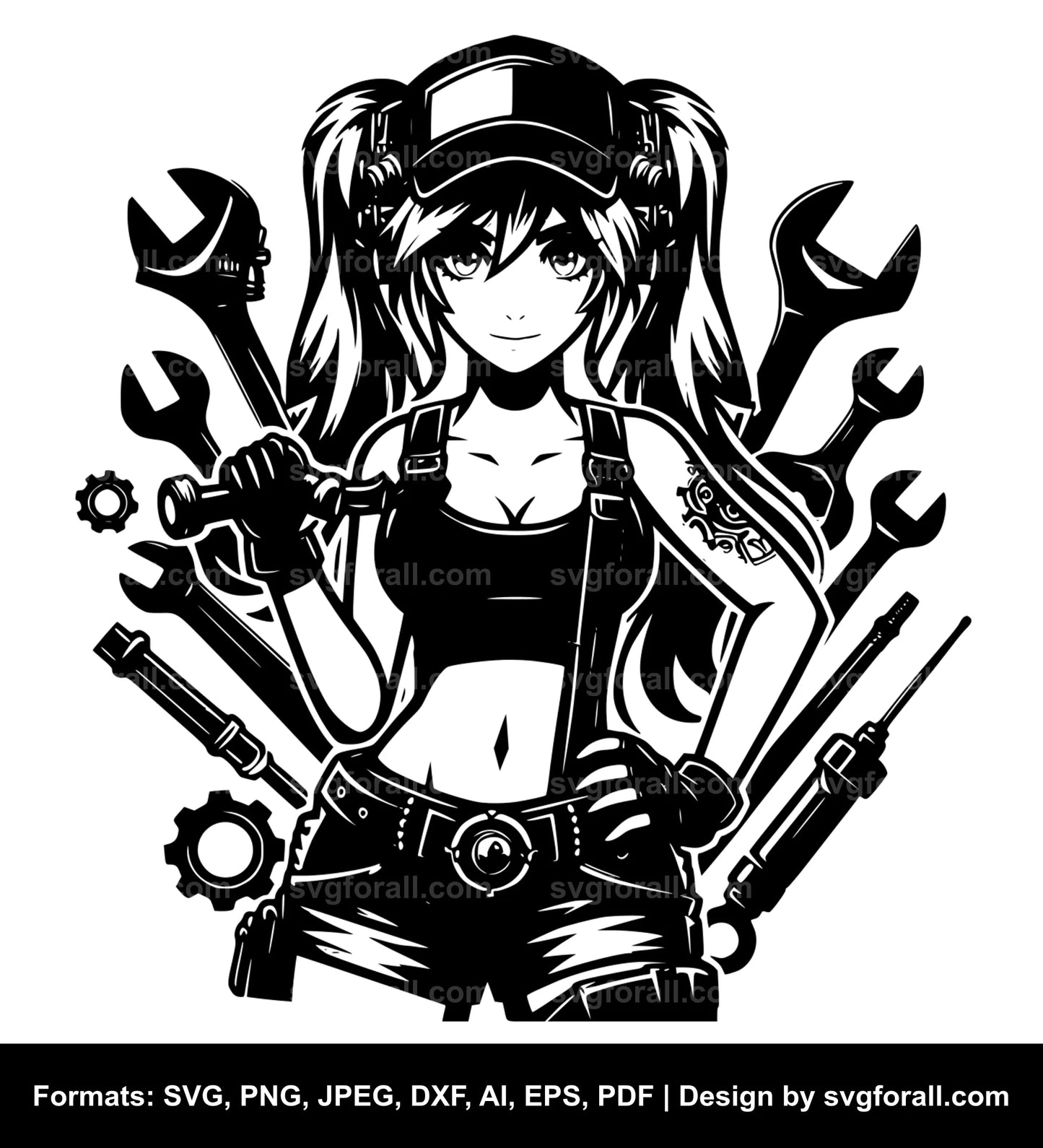 Mechanic Girl SVG Vector