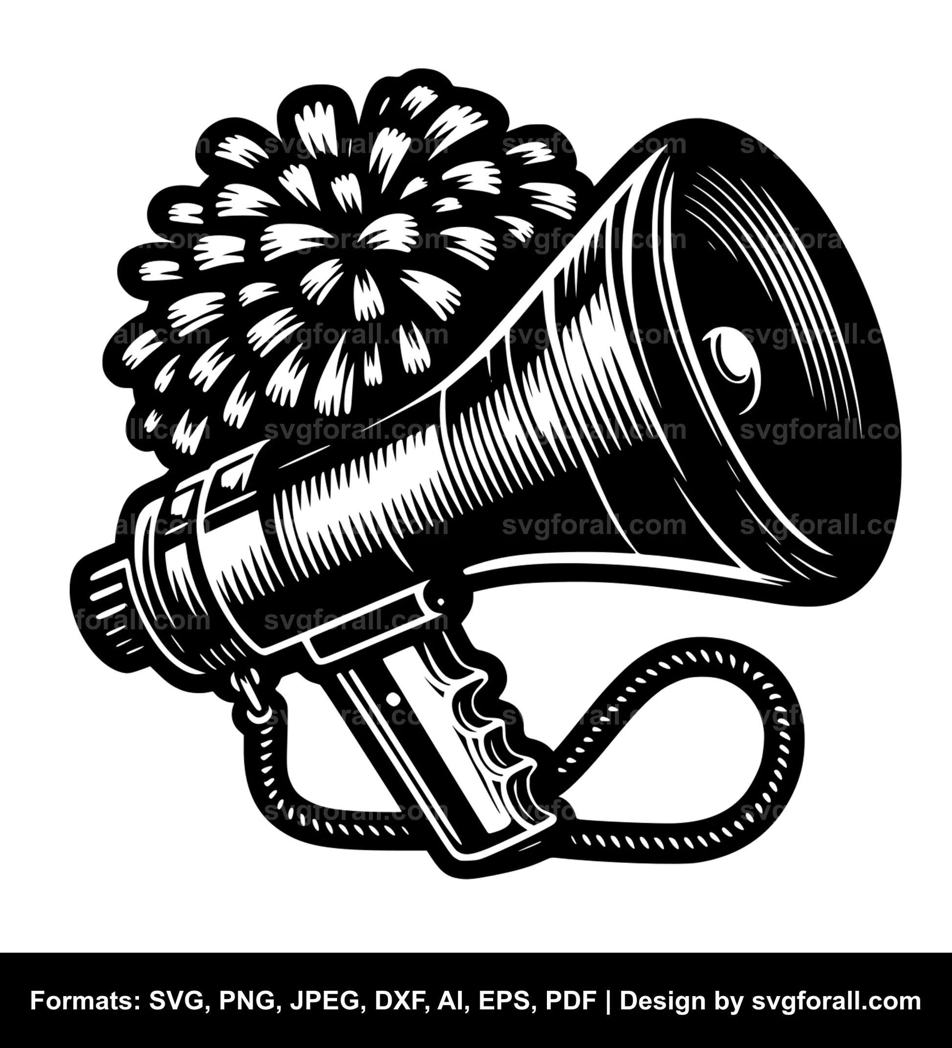 Megaphone And Pom Pom SVG PNG