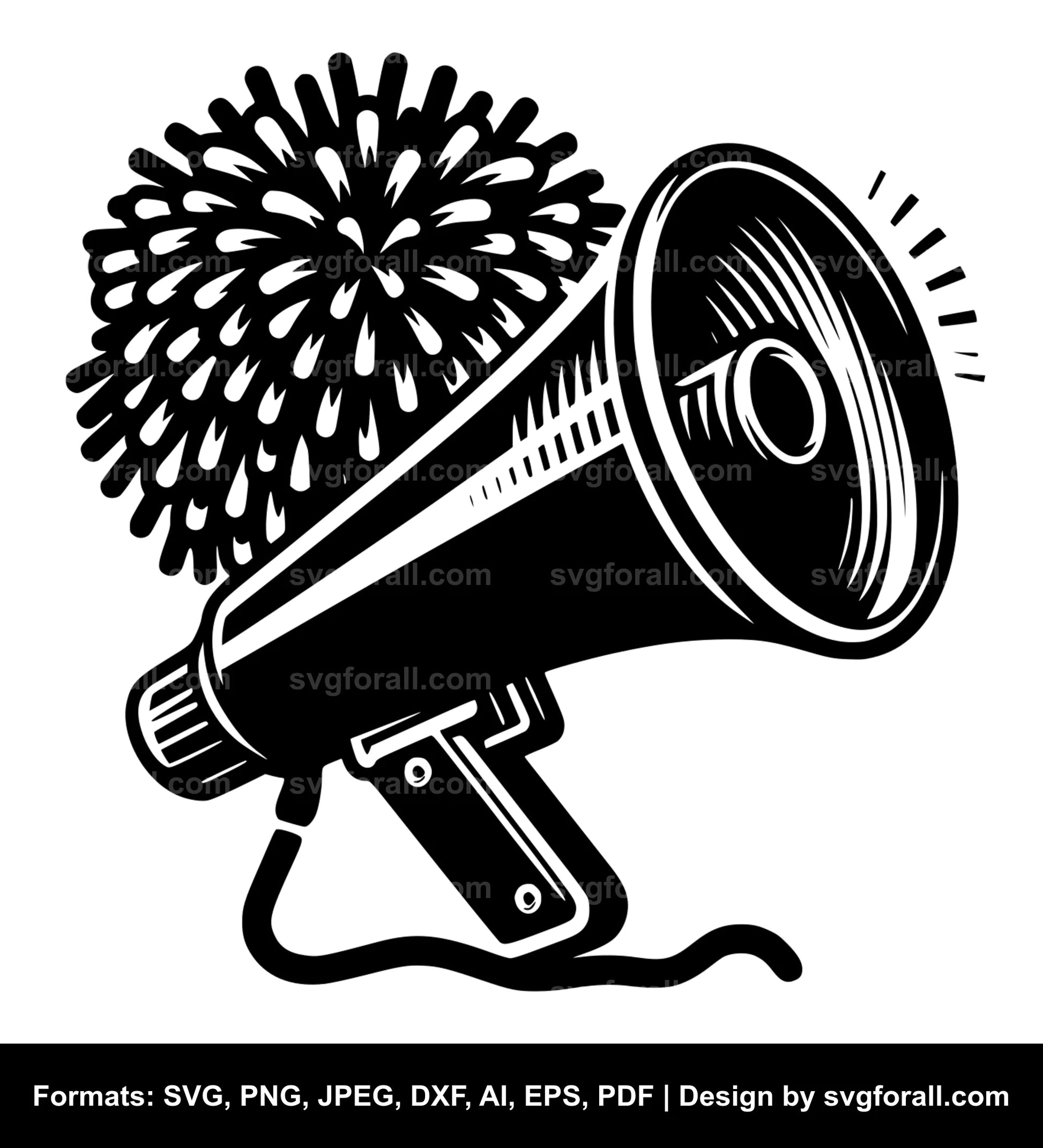 Megaphone And Pom Pom SVG Vector