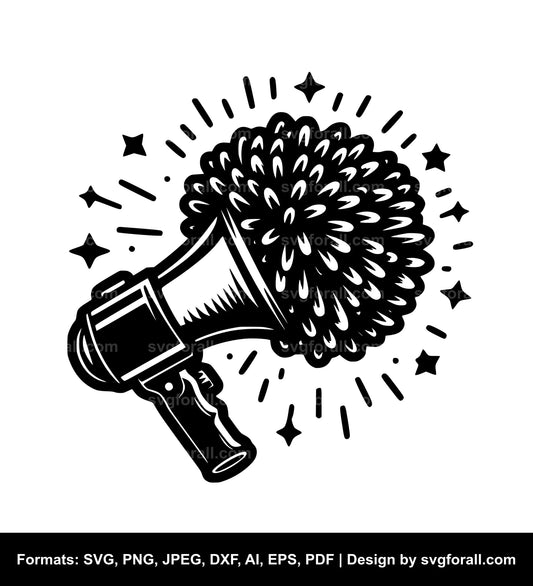 Megaphone And Pom Pom Vector SVG