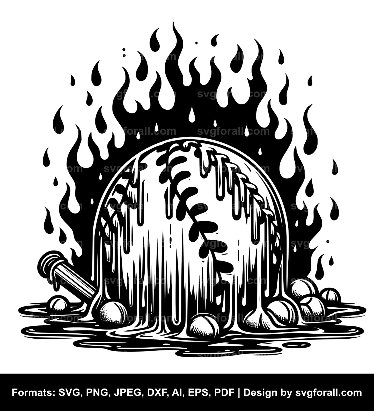 Melting Baseball Black SVG