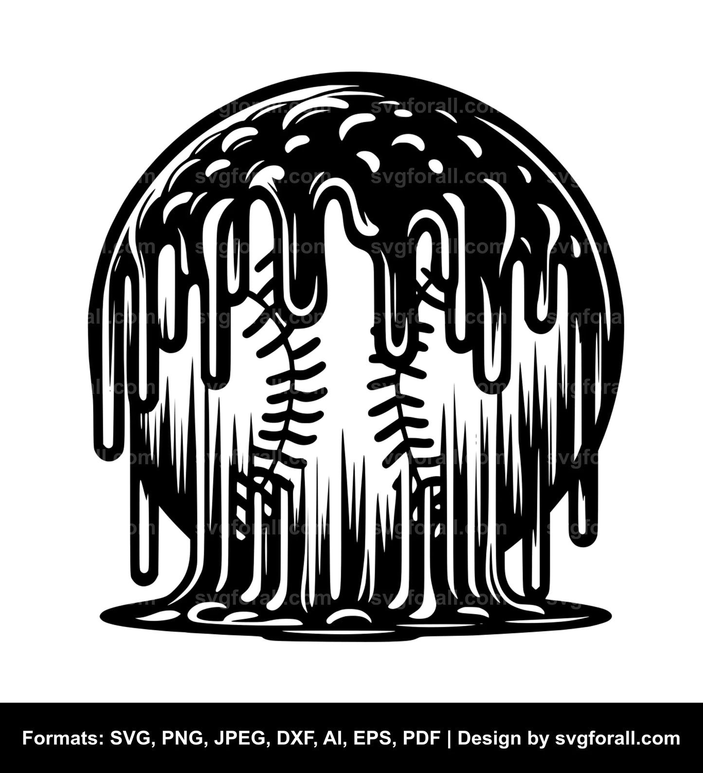 Melting Baseball Clipart SVG