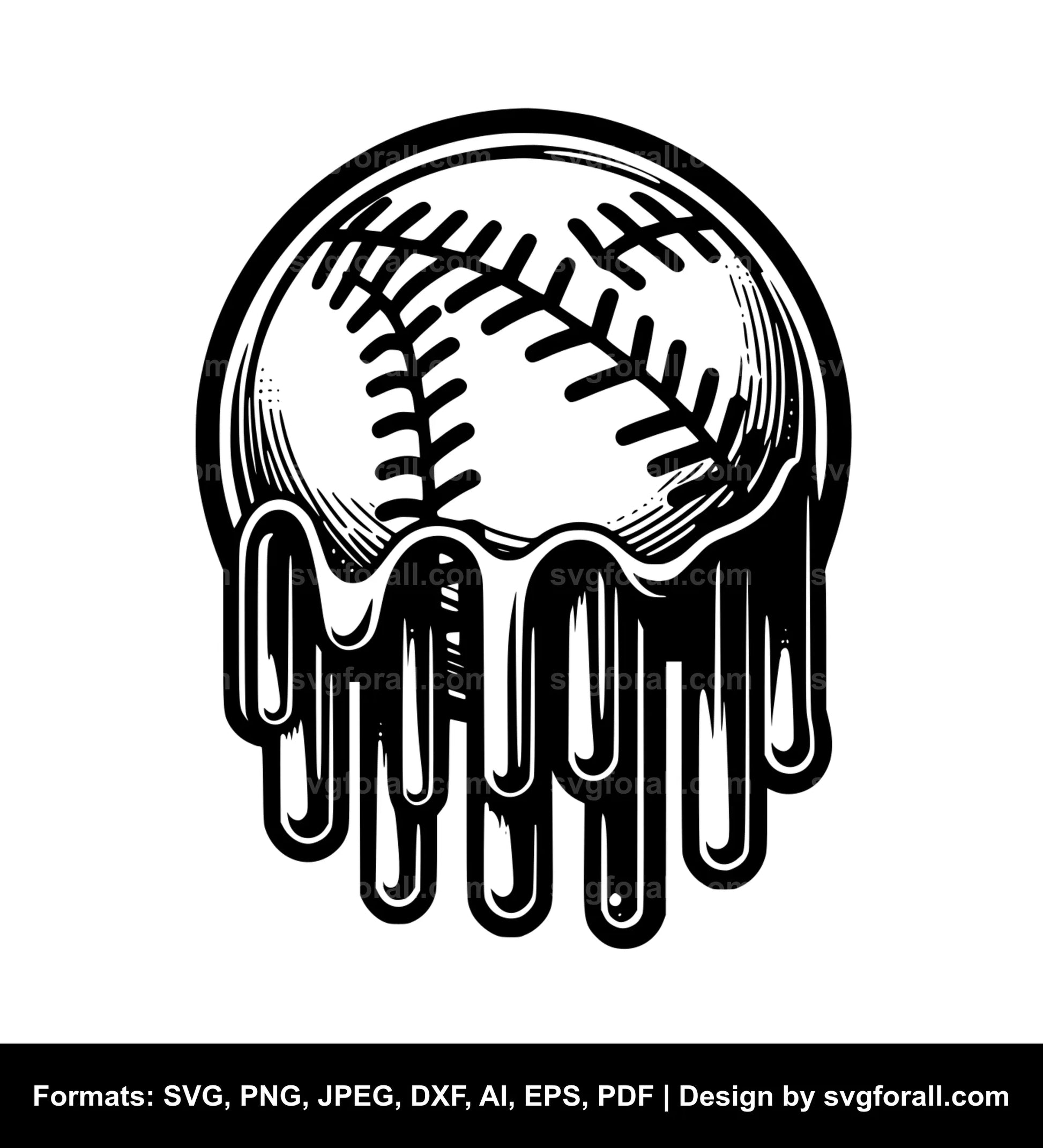 Melting Baseball SVG Vector