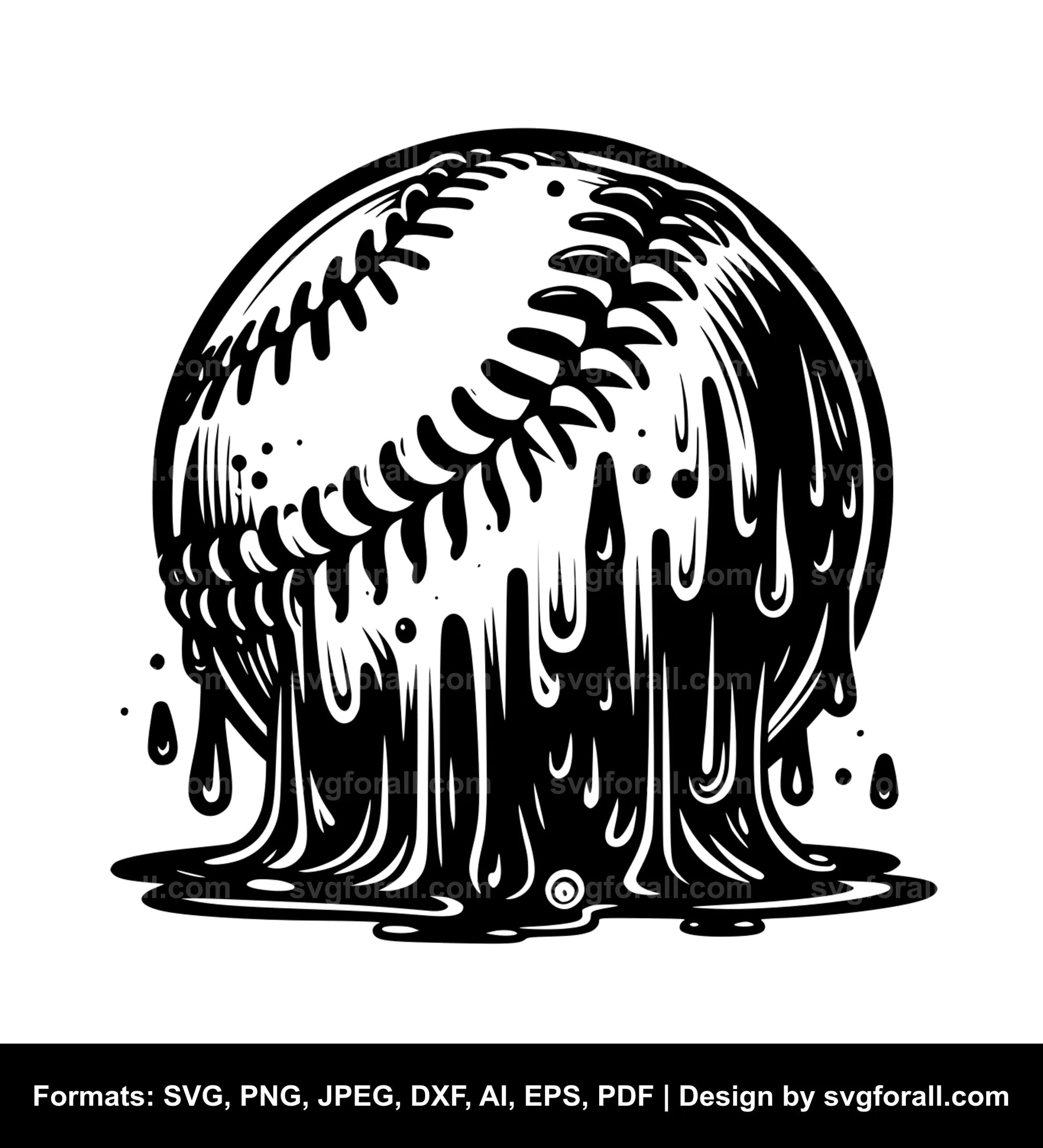 Melting Baseball Vector SVG