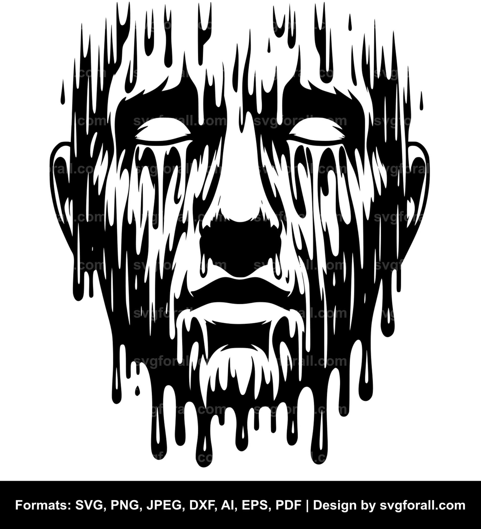 Melting Face Black SVG