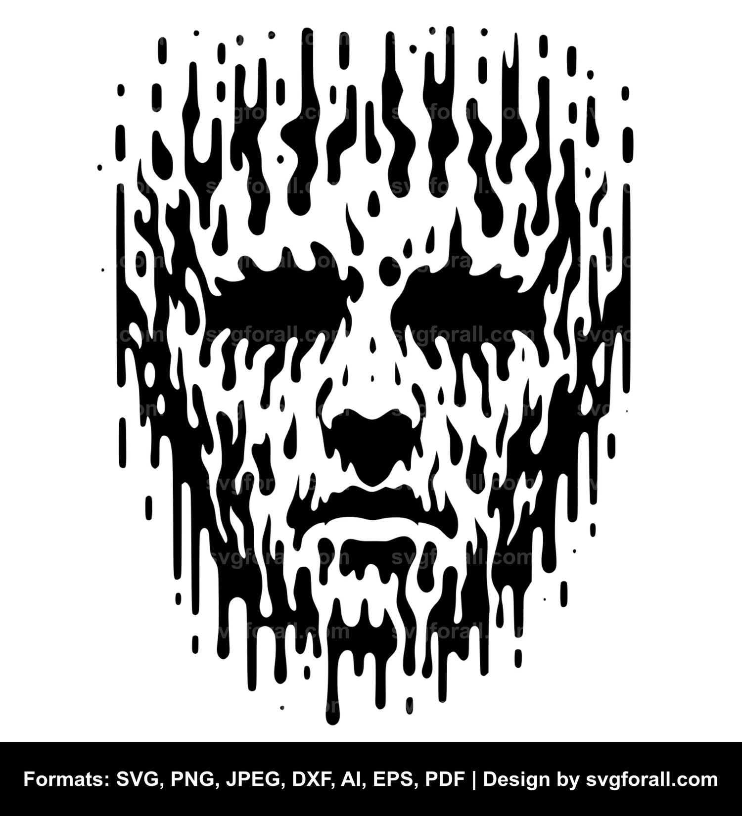 Melting Face Black SVG PNG