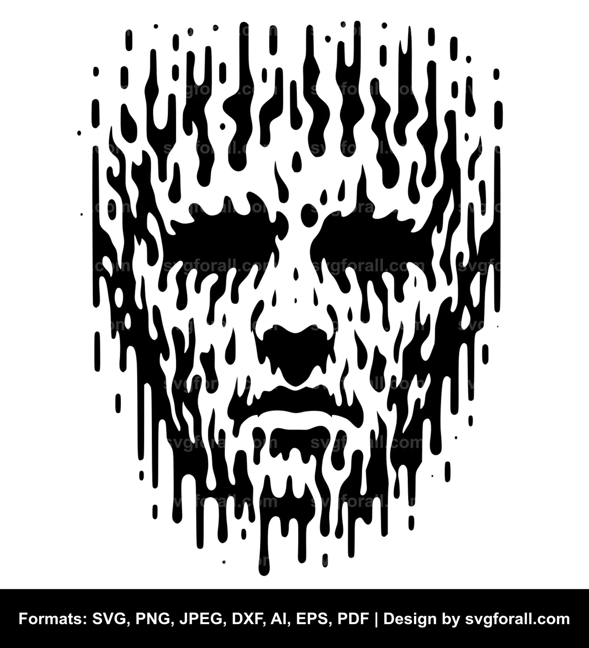 Melting Face Black SVG PNG