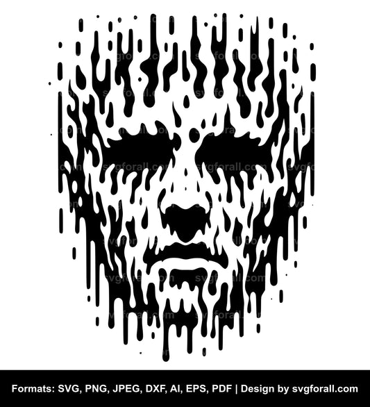 Melting Face Black SVG PNG