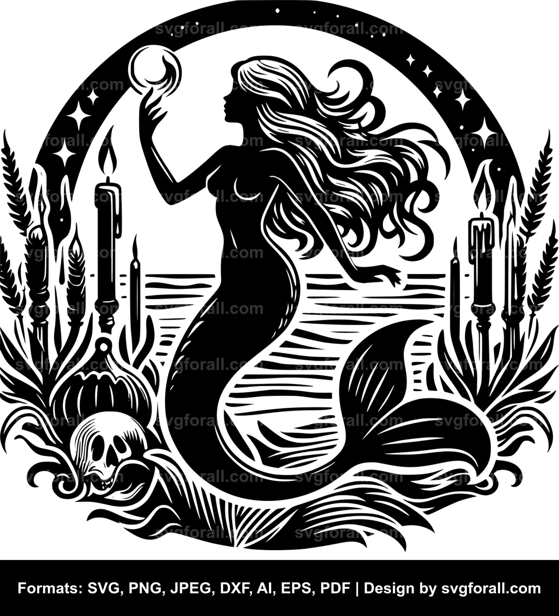 Mermaid Black SVG PNG