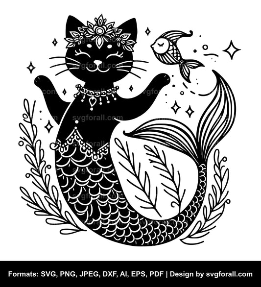 Mermaid Cat SVG File