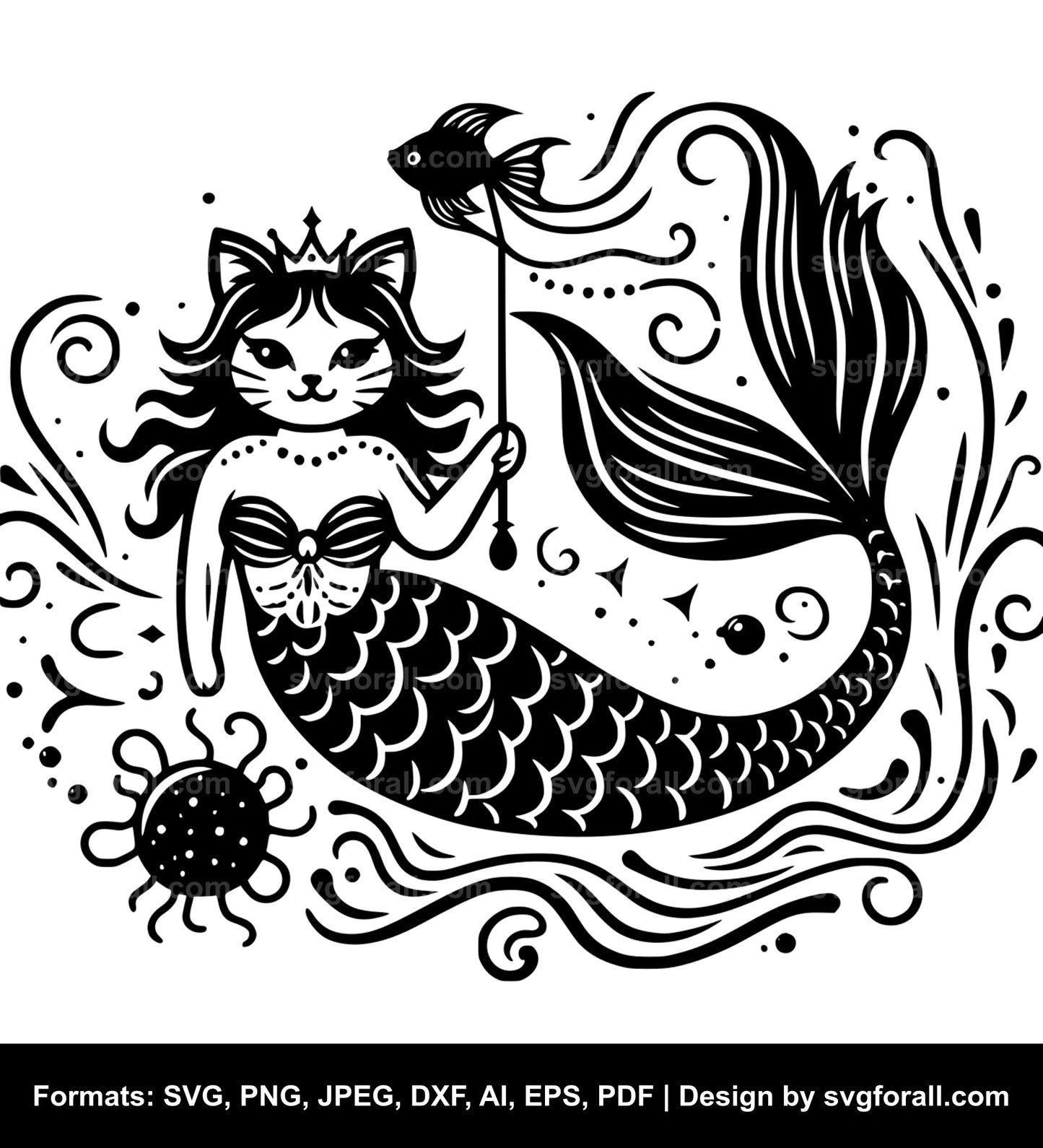 Mermaid Cat SVG PNG