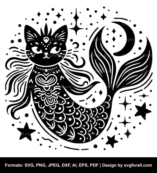 Mermaid Cat SVG Vector