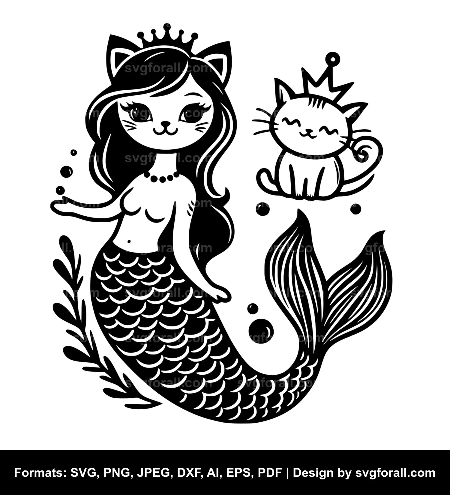 Mermaid Cat Vector SVG