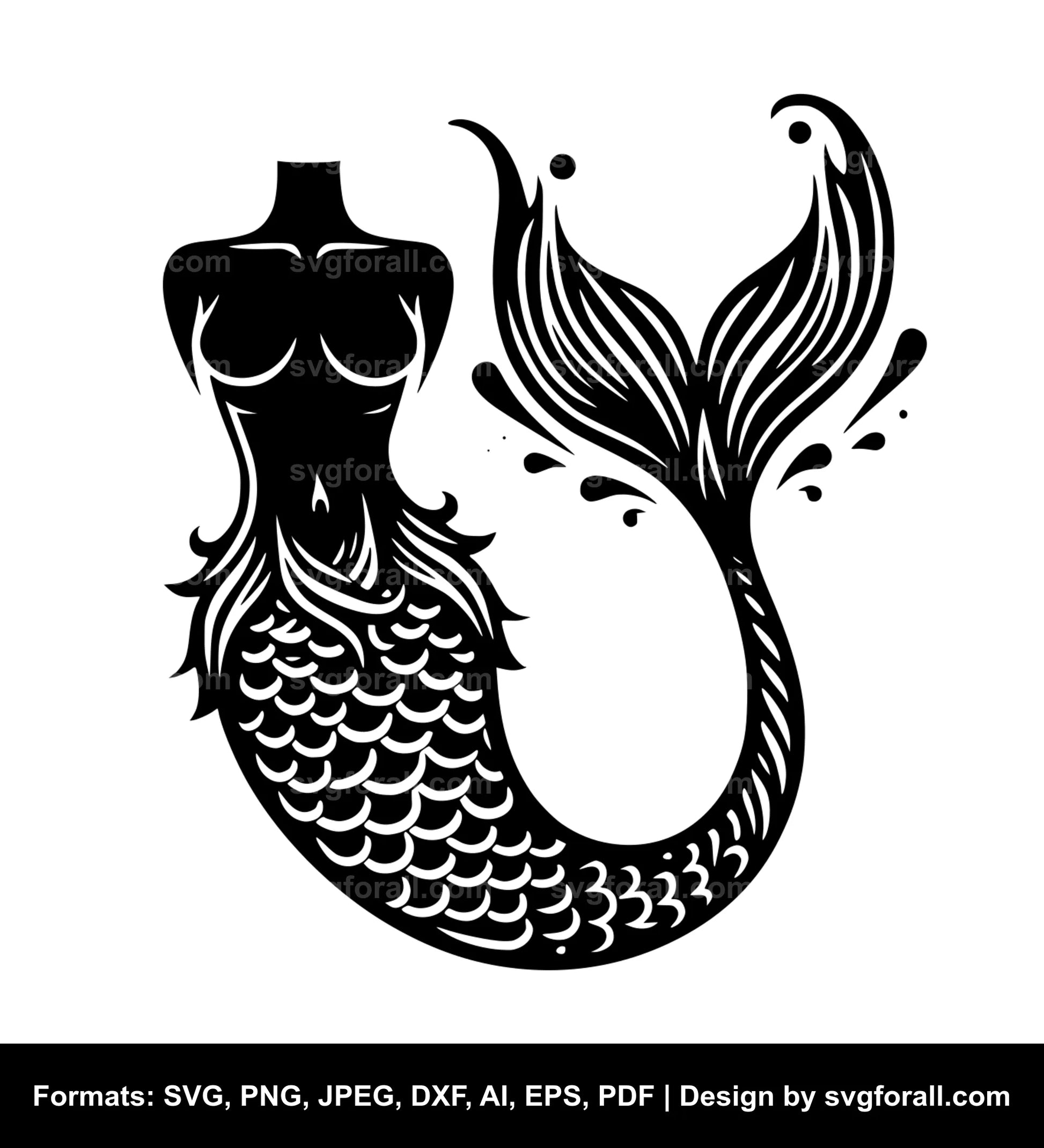 Mermaid Tail Black SVG