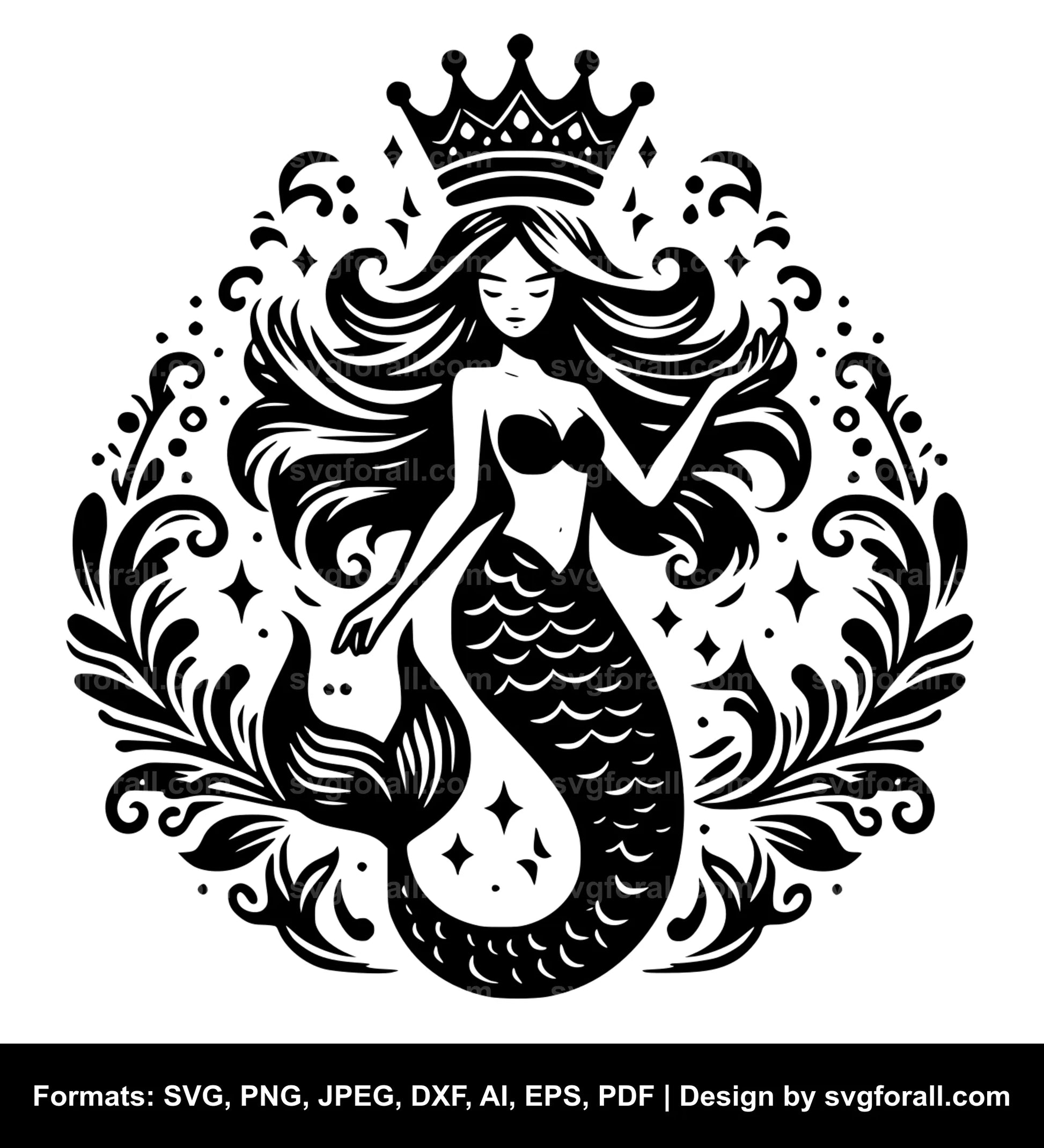 Mermaid With Crown Cricut SVG