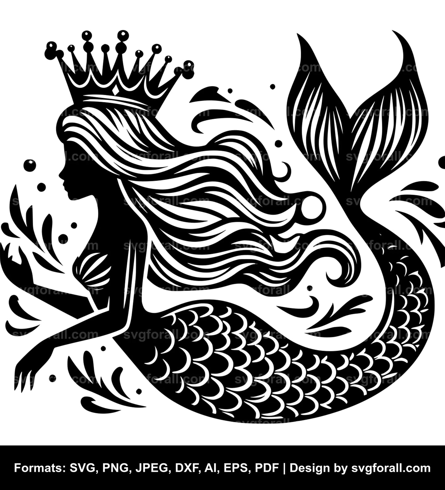 Mermaid With Crown SVG