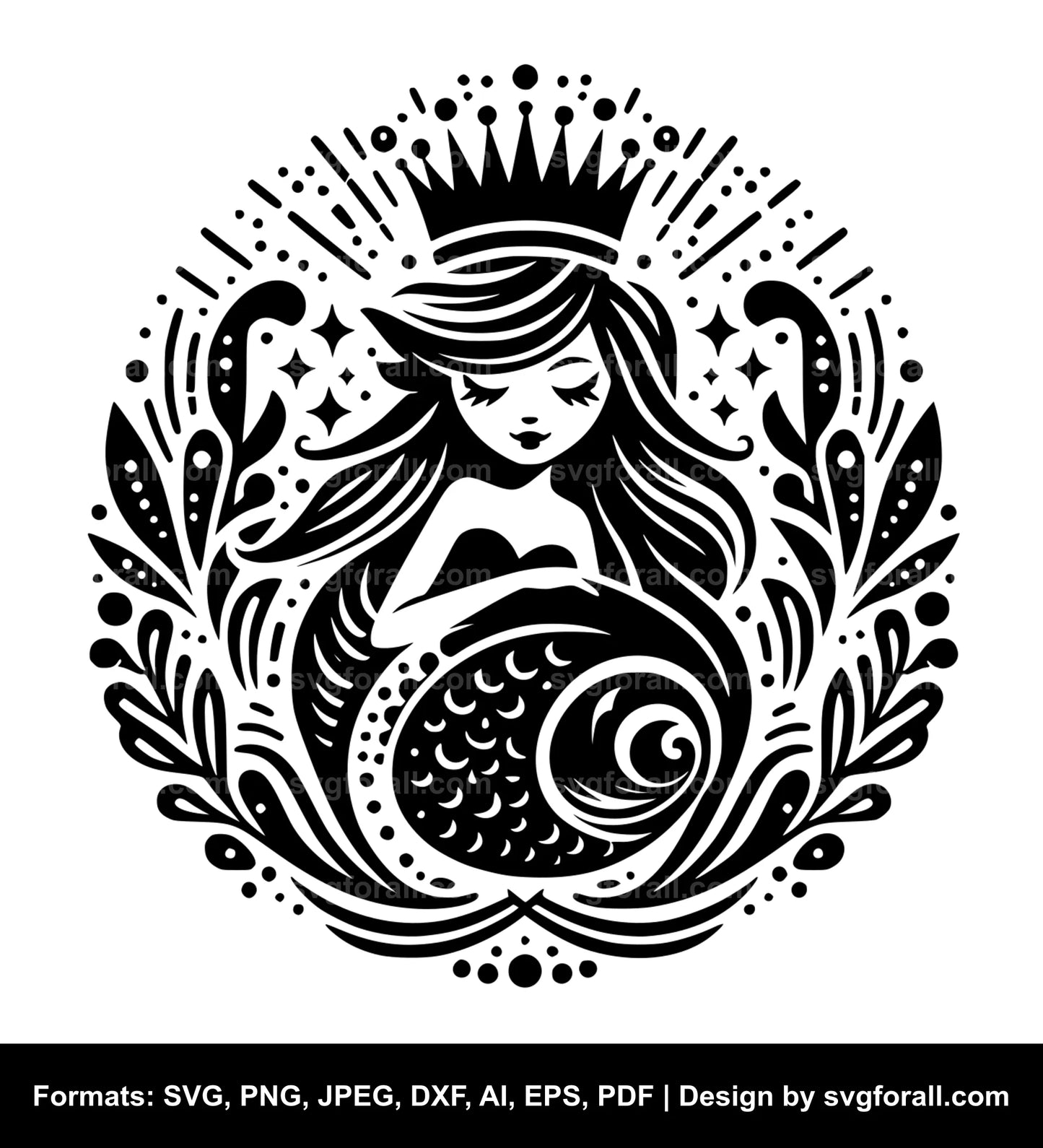 Mermaid With Crown SVG File