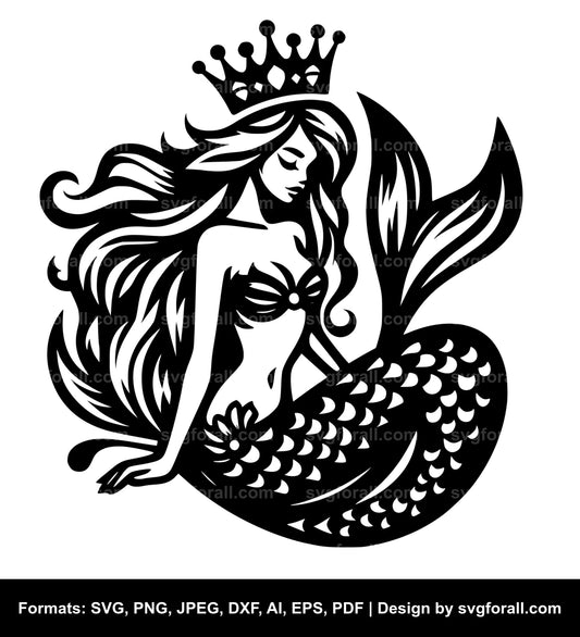 Mermaid With Crown SVG PNG