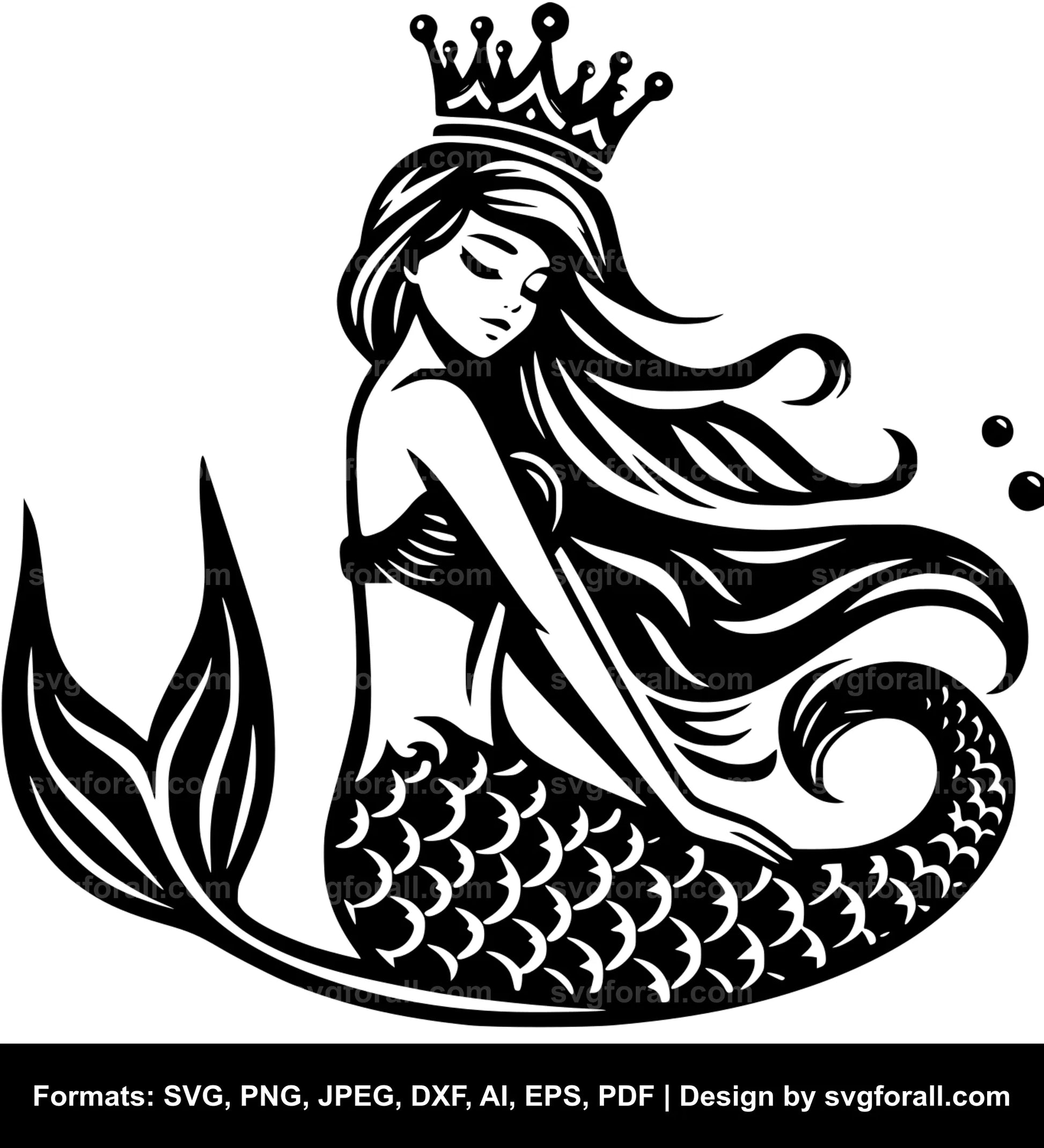 Mermaid With Crown Vector SVG