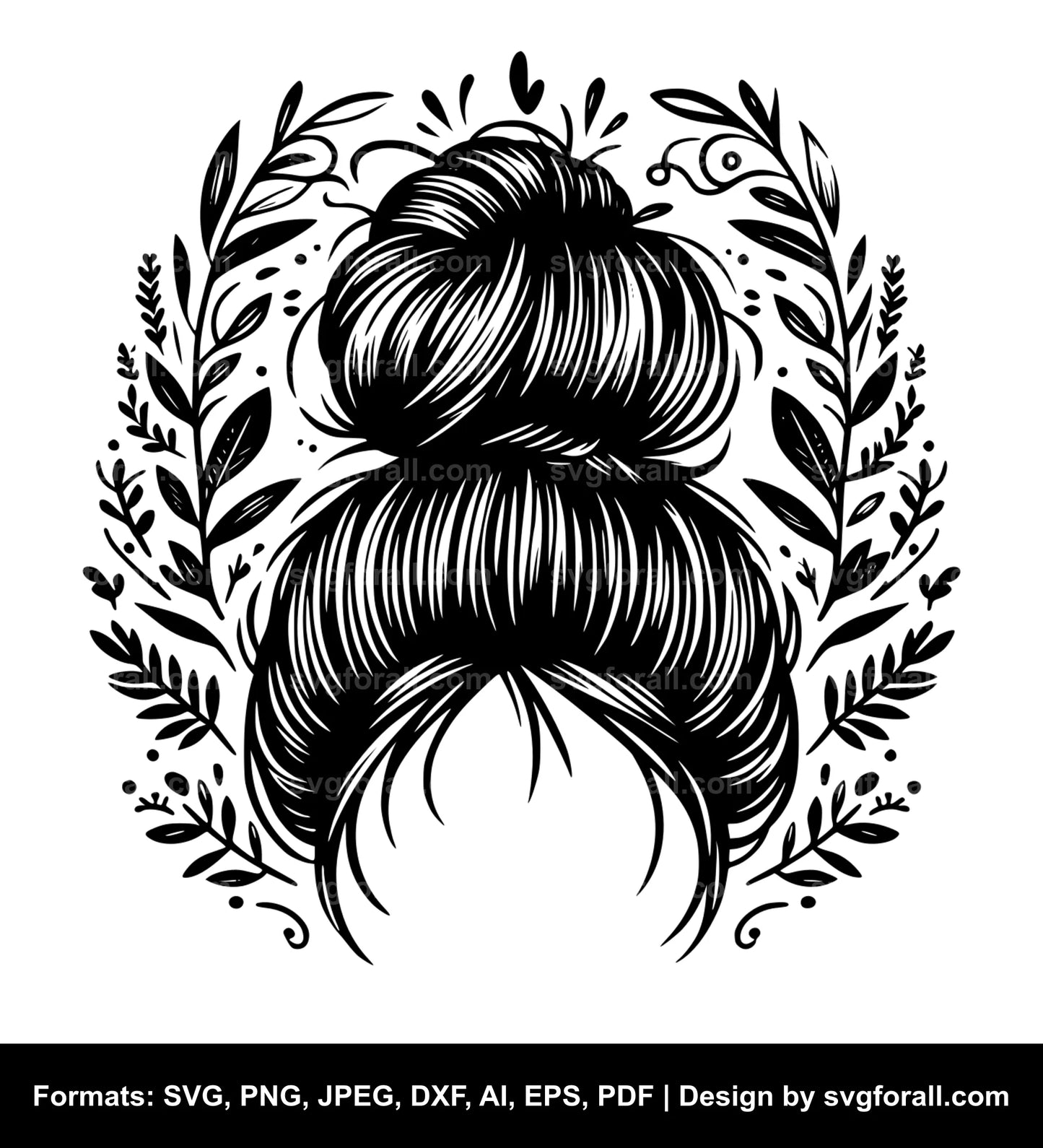 Messy Bun Black SVG